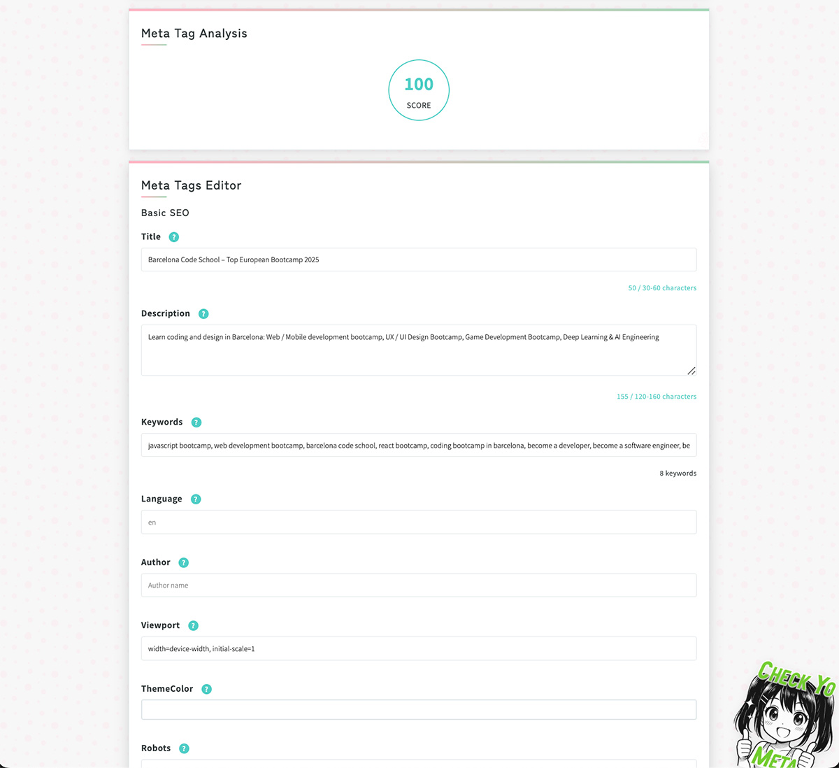 Check Yo Meta meta tags editor