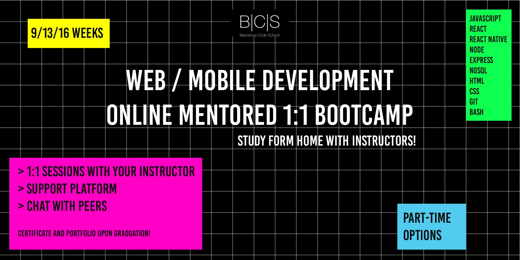 Web / Mobile Development Online Mentored Bootcamp in Barcelona 